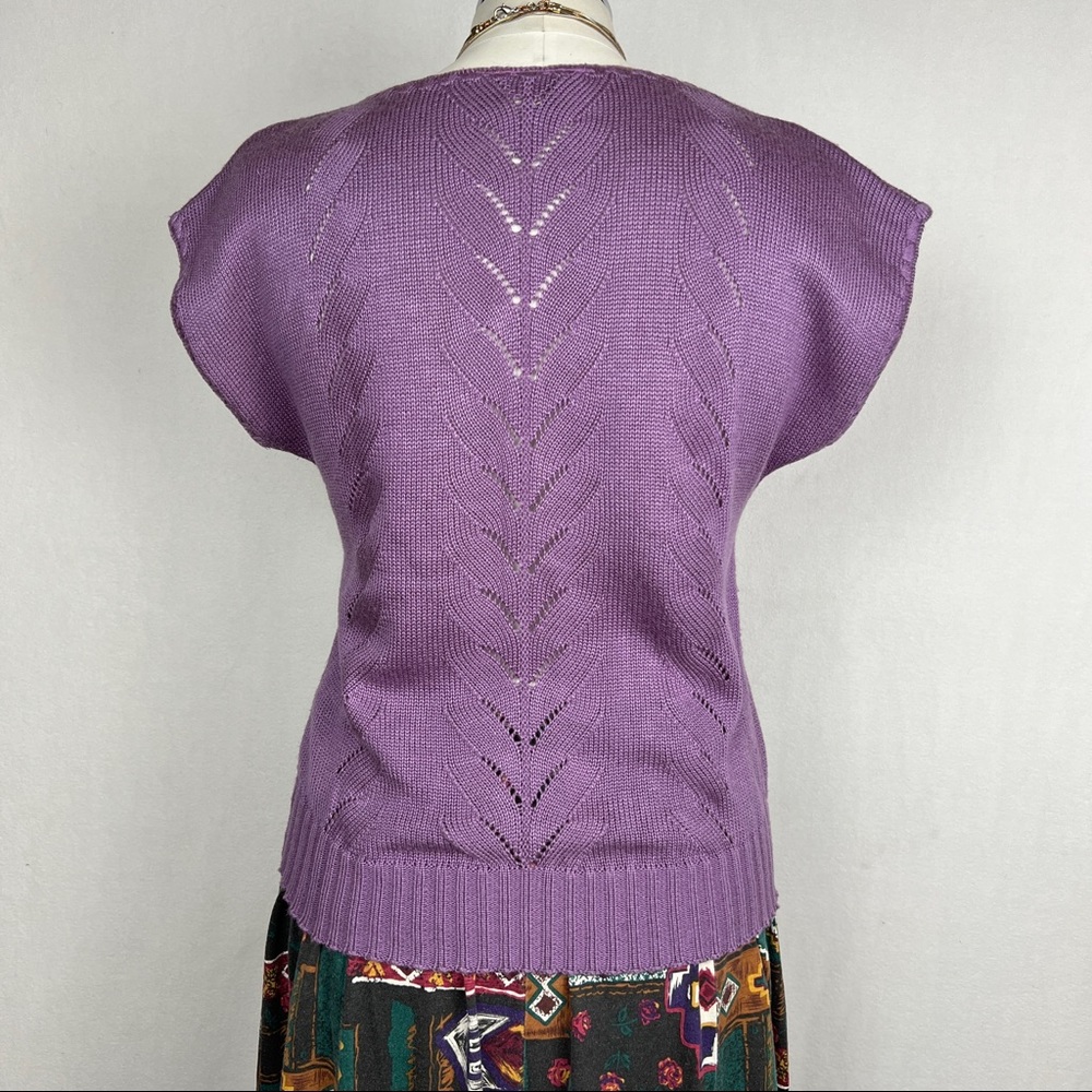 80s Purple Short Sleeve Knit Top - Picture 10 of 15